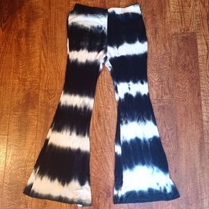 Rae Mode Tie Dye Pull On Flare Pants Black White Women's Sz Small
